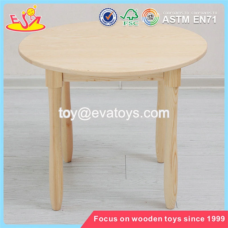 Wholesale simple style kids wooden round table and 4 chairs used in home and school W08G232