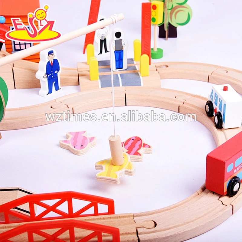Educational kids wooden toy train sets for wholesale W04C014