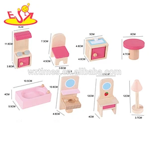 Interessantes Baby-Rollenspielspiel des Rosas hölzernes hölzernes Puppenhaus für Mädchen W06A261