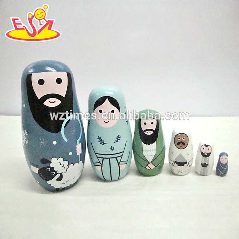 2018 Wholesale diy matryoshkas 5 pcs wooden animal russian doll for kids W06D104