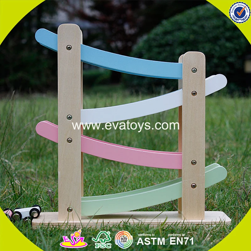 wholesale children wooden toy car ramp track with 4 cars W04C004