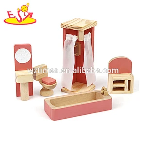 Hölzernes Badezimmermöbel des Spielzeugs des Babyhauses des Kindes interessantes Spielzeug für Baby W06B064