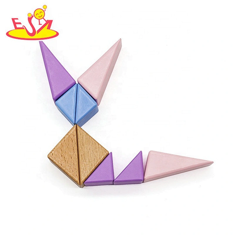 2019 Best sale 55 pieces children educational wooden building blocks for wholesale W13A175