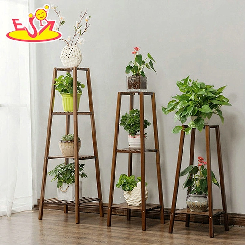 Top sale decorative 2 ties wooden plant pot and stand in brown W08H113