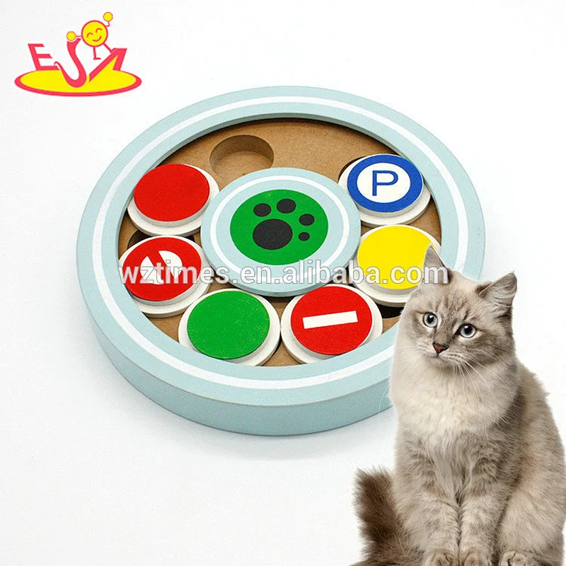 wholesale best fun IQ game feeder hide and seek toys wooden puzzles for cat W06F040