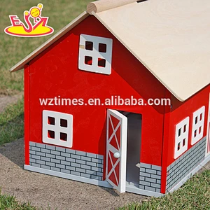 Wholesale beautiful style pretend toy kids small wooden dollhouse toy bring fun W06A105