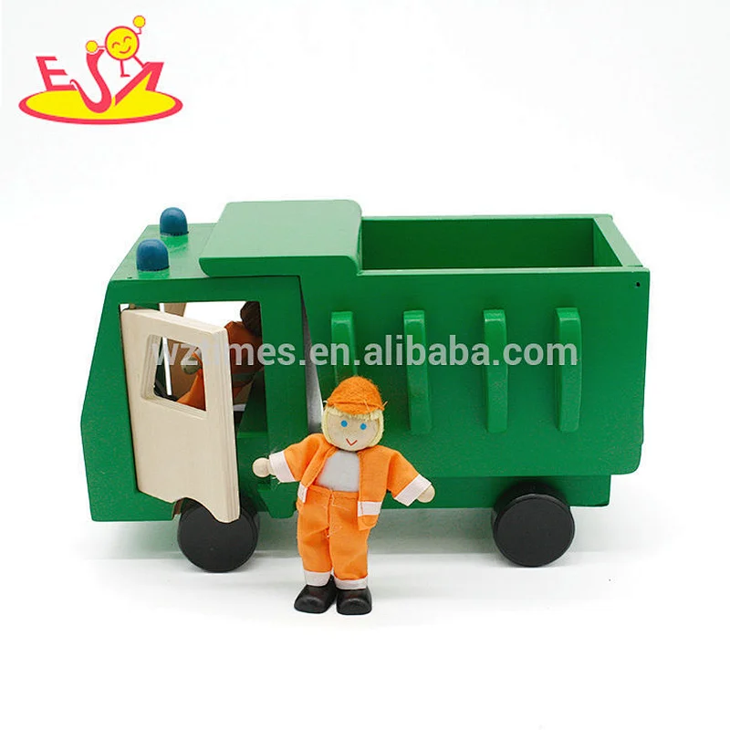 Neue Ankunftskarikatur mini hölzerne Abfallwagen spielt für Kinder W04A360