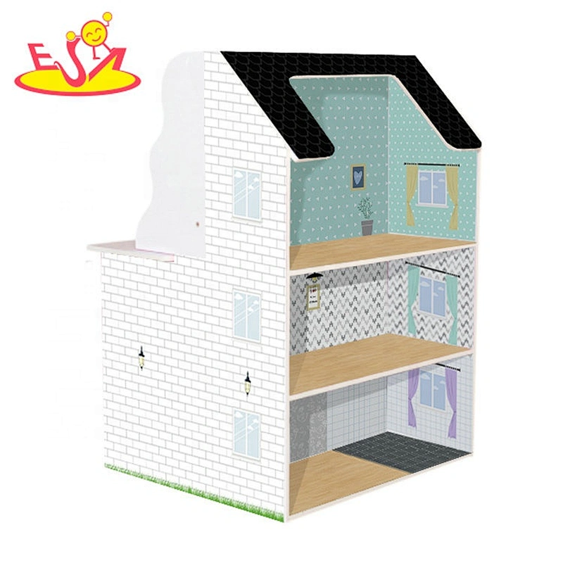 2019 Original Design wood 2 in 1 doll house and play kitchen for children W06A377C