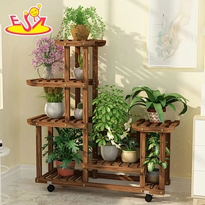 Best design wooden flower display shelf with wheels W08H119C