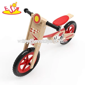 Wholesale high quality red color indoor wooden baby balance bike W16C186