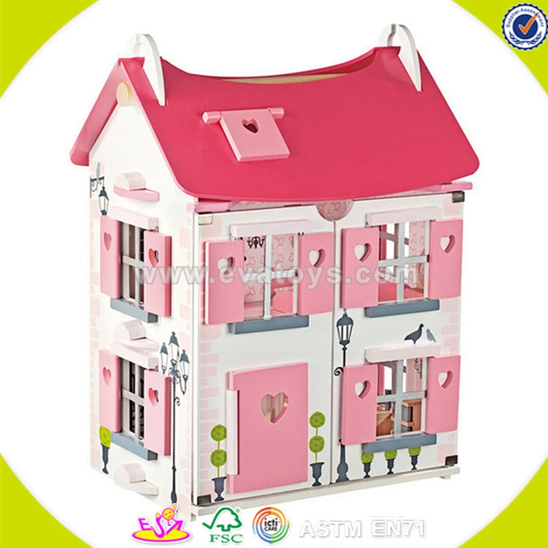 wholesale girls wooden toy house for dolls W06A046