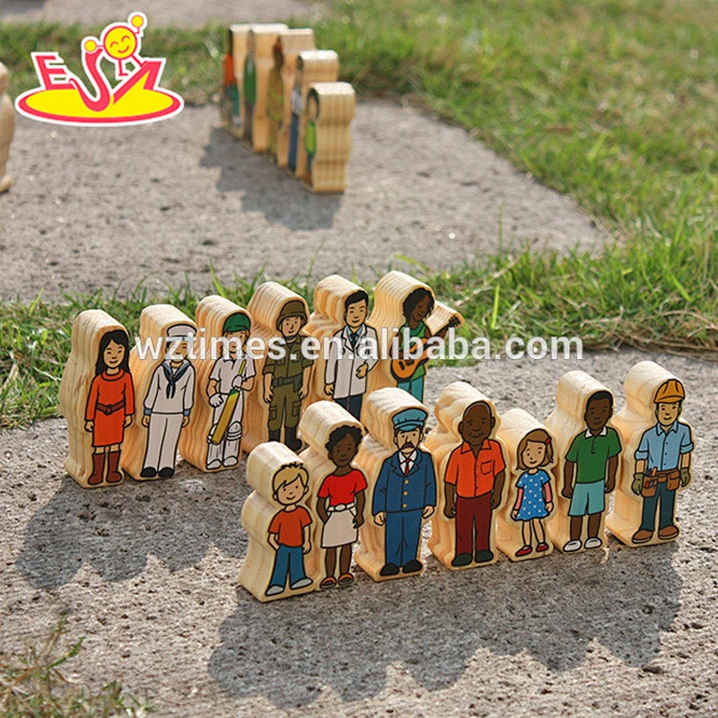 Wholesale early learning 42pcs wooden puppet doll toy hot sale wooden puppet doll toy for baby W06D067