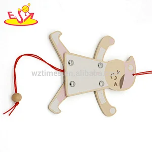 Handmade children play string wooden puppet toys for wholesale W01A310