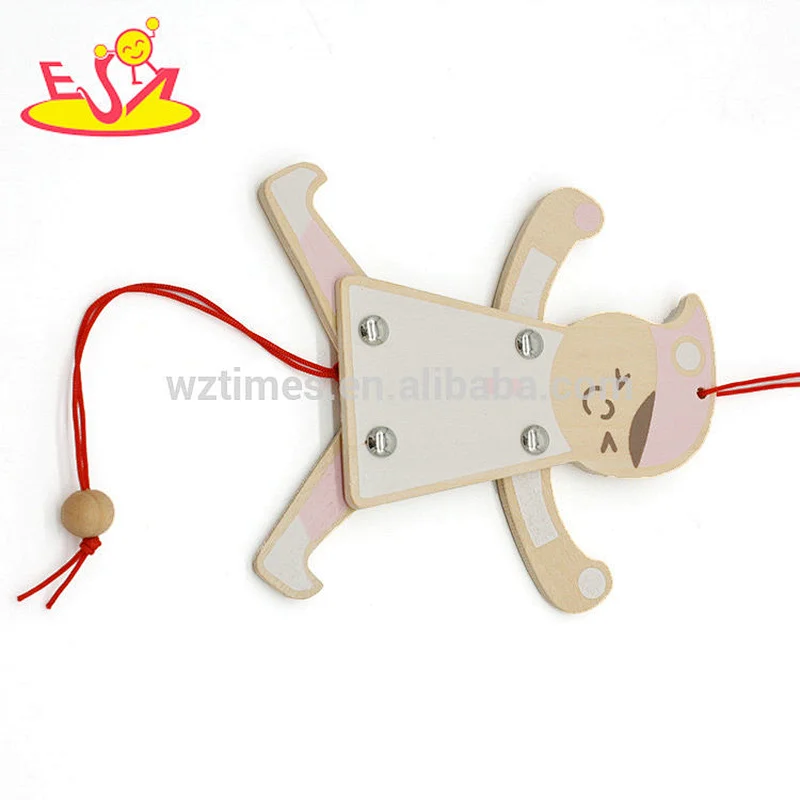 Handmade children play string wooden puppet toys for wholesale W01A310