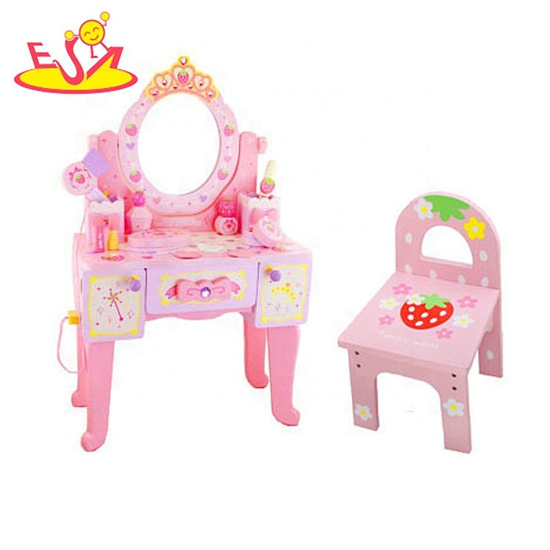 Top sale cute pink wooden kids vanity table with low price W08H121