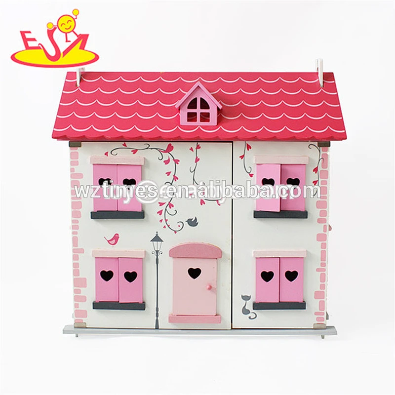 Der heißeste Verkauf diy hölzernes Puppenhausspielzeug bauen Hausspielzeug für Kinder W06A074 zusammen