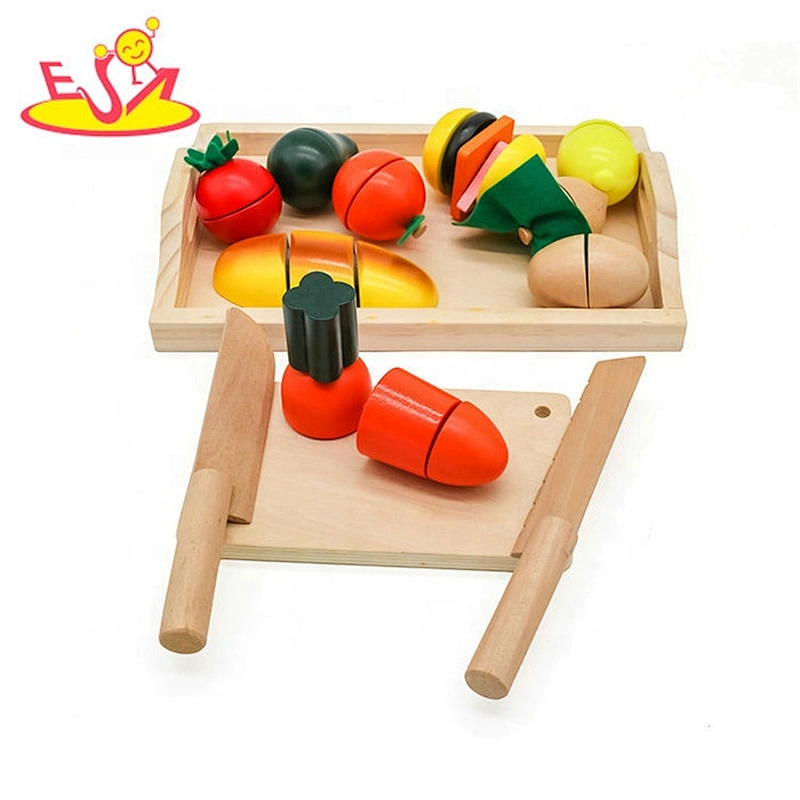high quality vegetable wooden food cutting toy for children W10B143