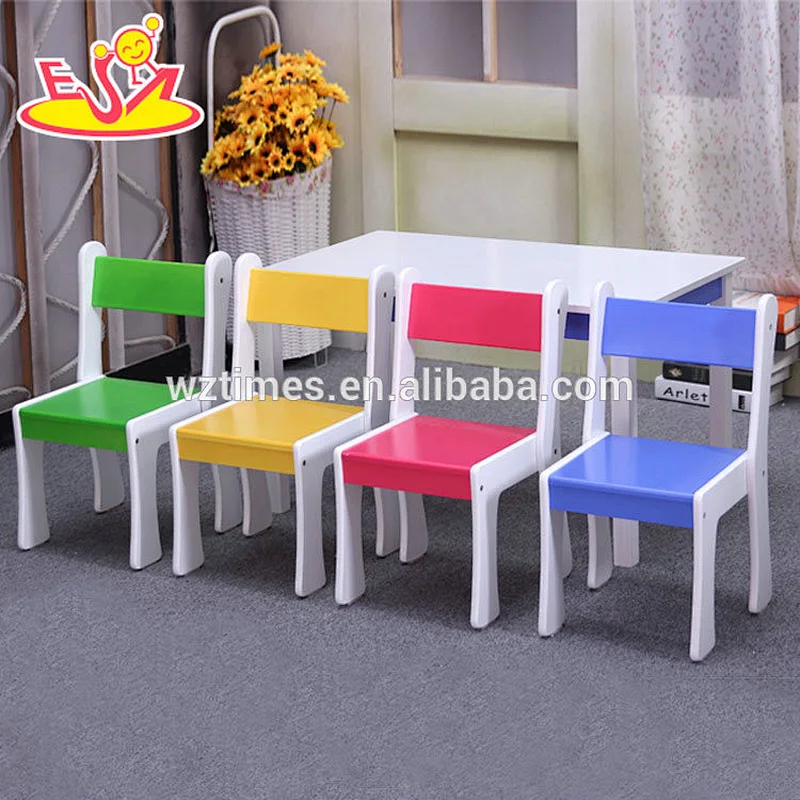 Wholesale creative customize children wooden table and 4 chairs as home W08G240