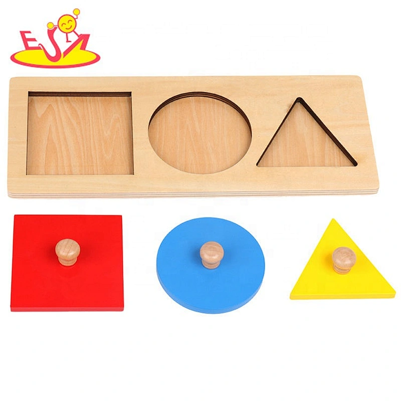 High quality 4 in 1 toddlers wooden montessori puzzle with knob W12F102