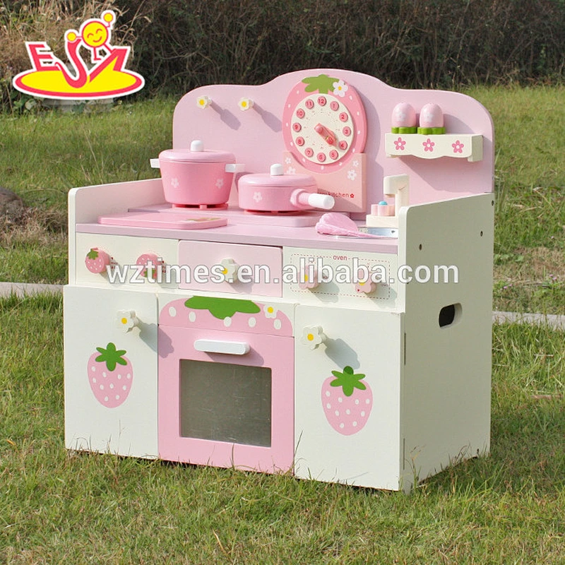 2018 New Design wooden pink kitchen toy baby wooden pink kitchen toy children wooden pink kitchen toy W10C148
