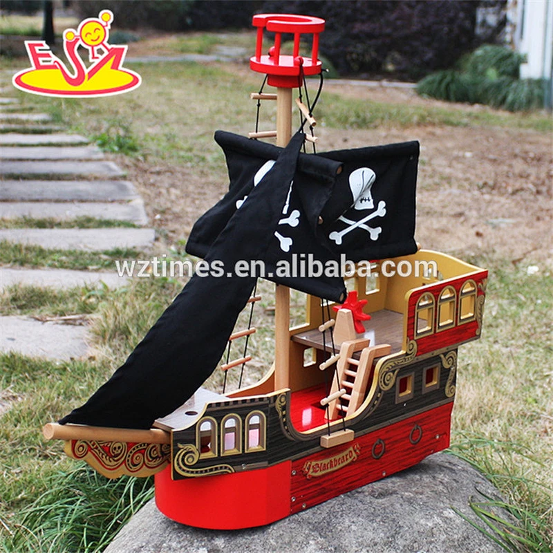 wholesale most popular boy pirate ship wooden toy for best baby W03B060-Z