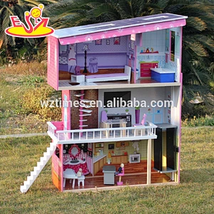 2018 Nuevo diseño de casa de muñecas de madera para niñas modelo de moda superior casa de muñecas de madera para niñas La mejor casa de muñecas de madera para niñas W06A151