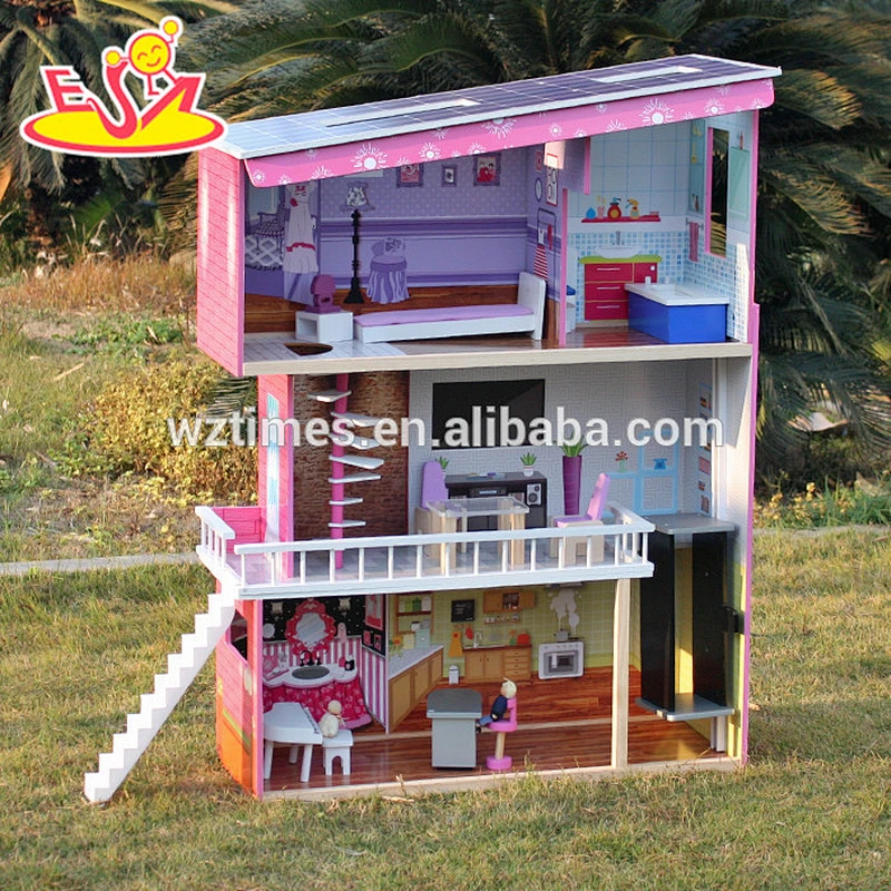 2018 Nuevo diseño de casa de muñecas de madera para niñas modelo de moda superior casa de muñecas de madera para niñas La mejor casa de muñecas de madera para niñas W06A151