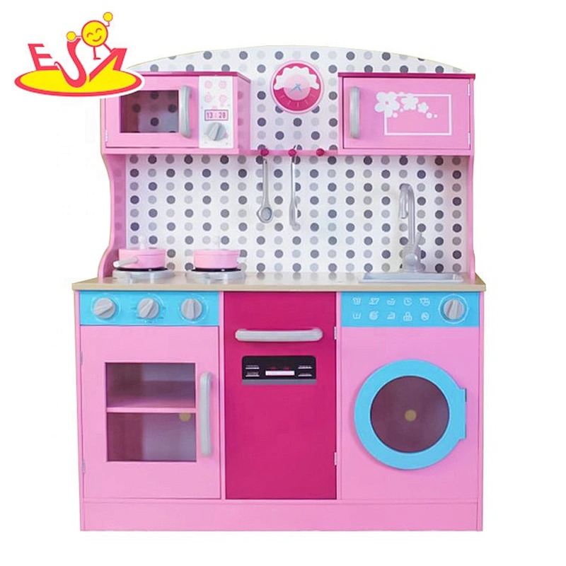 2019 New arrival children blue wooden kitchen toy for pretend W10C446