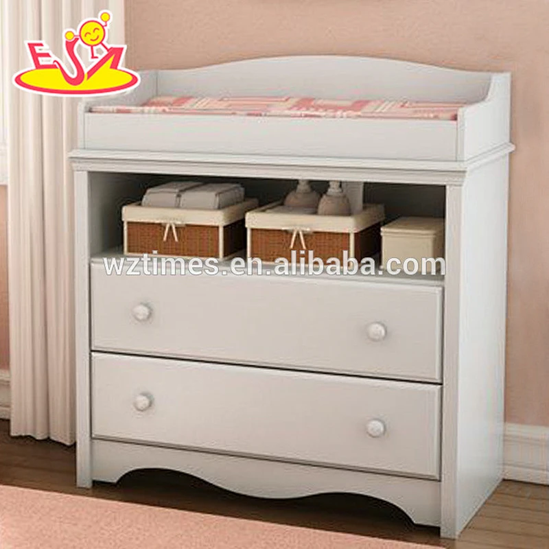 2018 New arrival safety wooden baby changing table with drawers W08C120