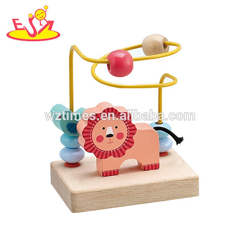 Wholesale high quality animal baby wooden beads toy brand new kids wooden beads toy W11B021