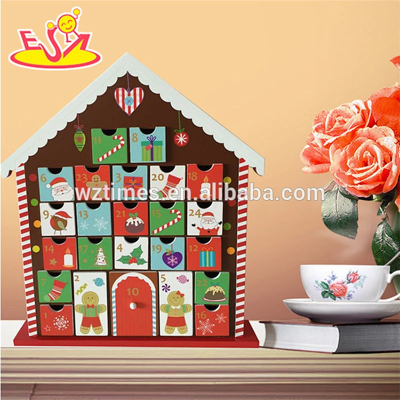 Wholesale promotional gift wooden christmas advent calendar for toddlers W09F007
