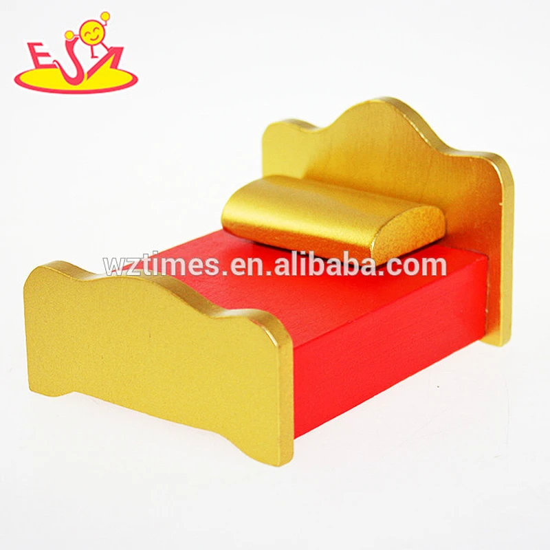 Wholesale luxury style red and gold color wooden dollhouse furnitures toy for baby W06B027