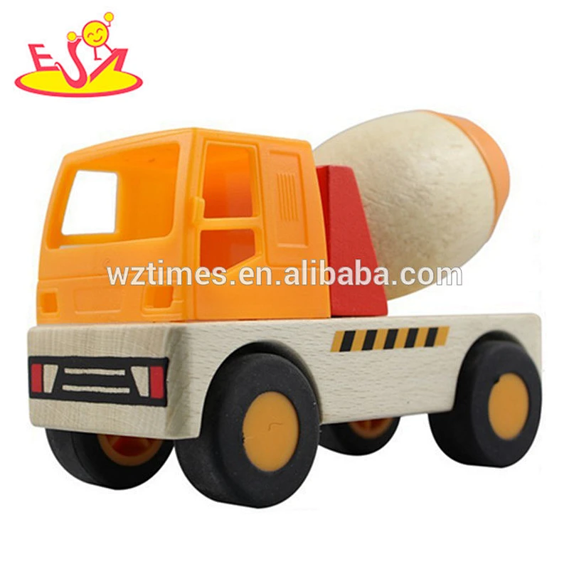 wholesale fashion wooden cement truck toy high quality baby wooden cement truck toy best wooden cement truck toy W04A061