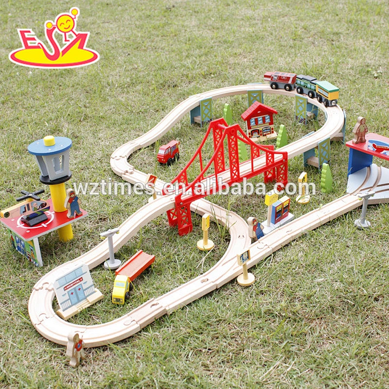2018 hot sale children wooden rail cars game toy W04C054