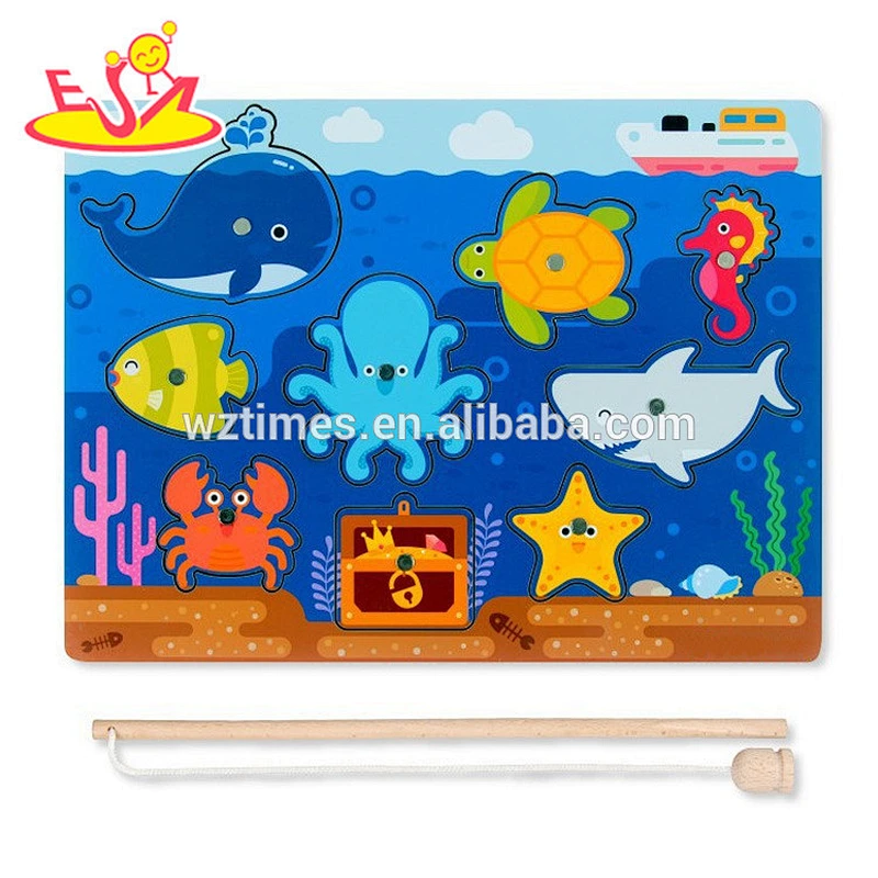 3D interesante juego de pesca magnético de madera juego de rompecabezas para niños W01A318