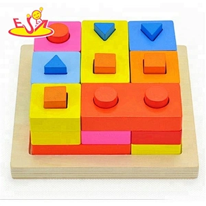 Wholesale educational diy wooden shape blocks toy for children W13D057