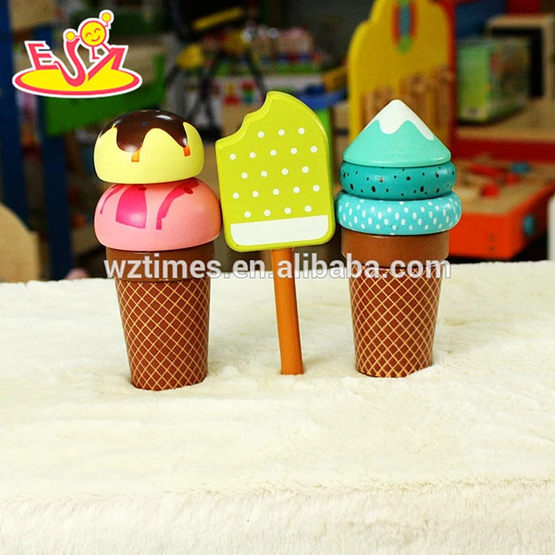 2018 wholesale baby wooden ice cream toy DIY kids wooden ice cream toy role play kids wooden ice cream toy W10B170