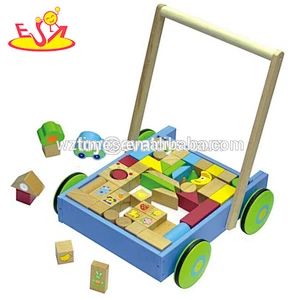 Wholesale high quality wooden pink walker used for toddler learning walk W13C010