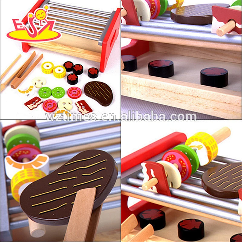 wholesale high quality mini wooden BBQ grill toys cutie wooden BBQ grill toys W10C165