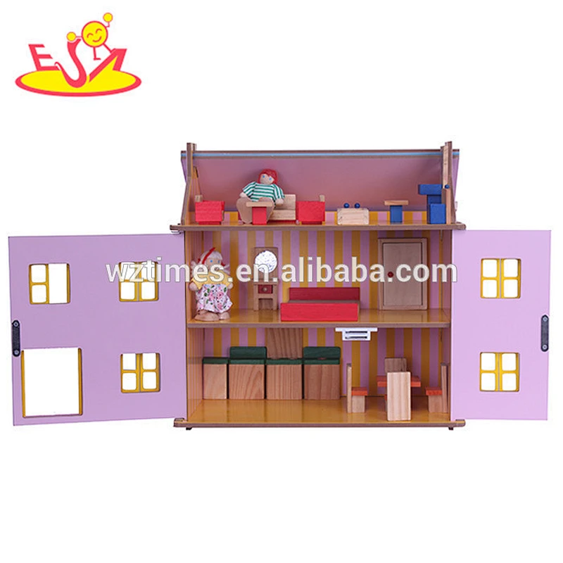 wholesale top quality kids wooden dollhouse miniatures most popular baby wooden dollhouse miniatures W06A129