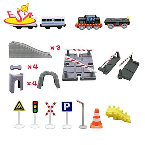 2019 New arrival 46 pieces diy wooden train tracks toys for kids W04C185