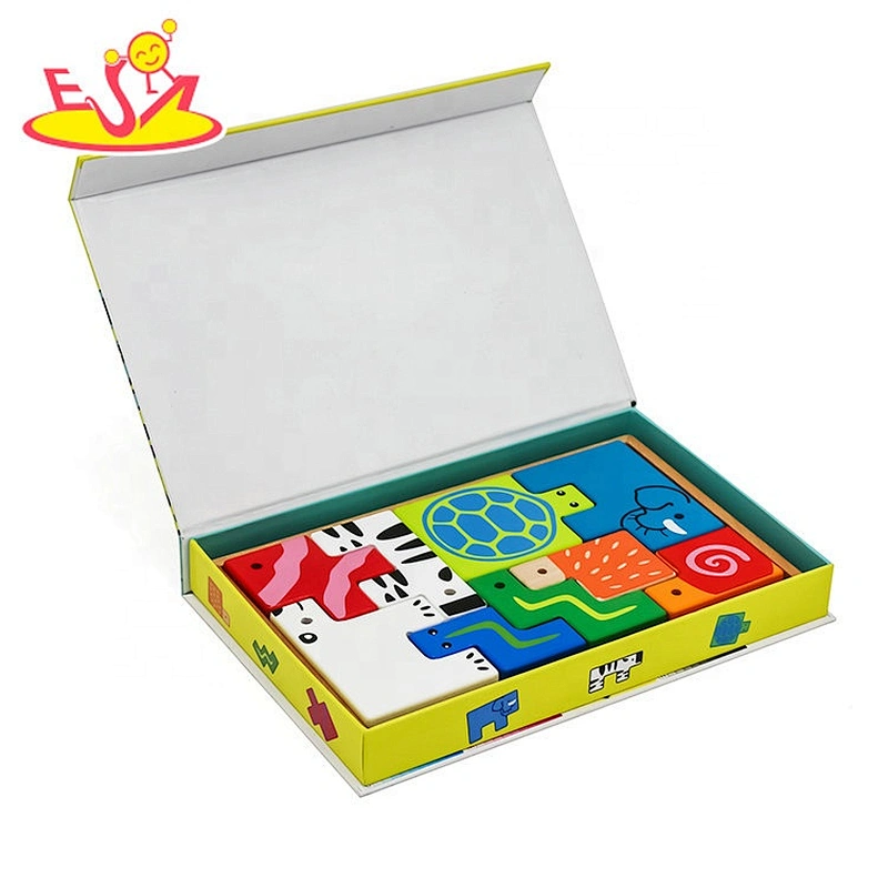 Wholesale educative games wooden animal shape recognition puzzle for toddlers W14A189