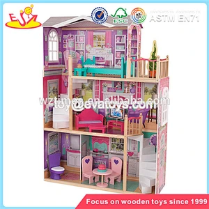 Wholesale beautiful girls wooden crafted dollhouse toy wonderful wooden crafted dollhouse W06A231