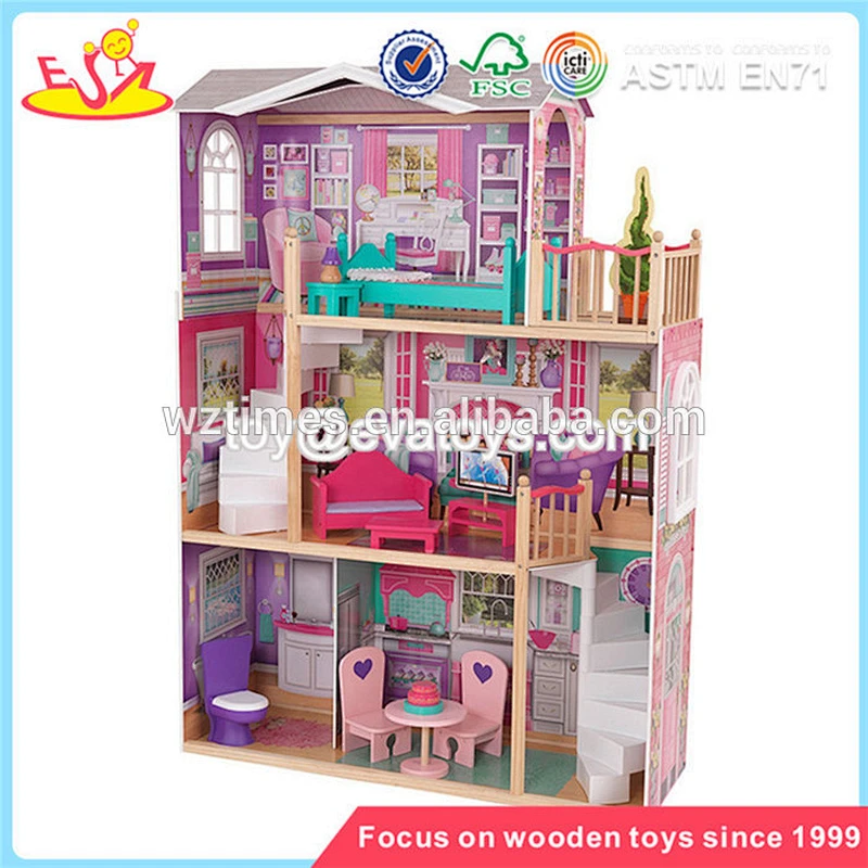 Wholesale beautiful girls wooden crafted dollhouse toy wonderful wooden crafted dollhouse W06A231