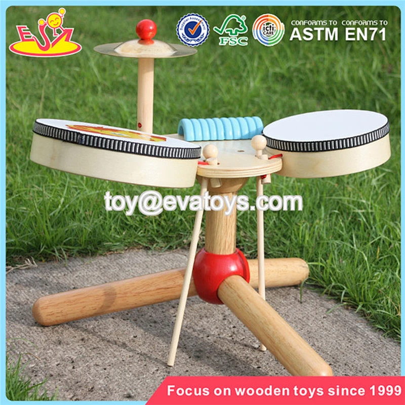 wholesale toy musical instrument mini wooden kids drum set for junior W07A040