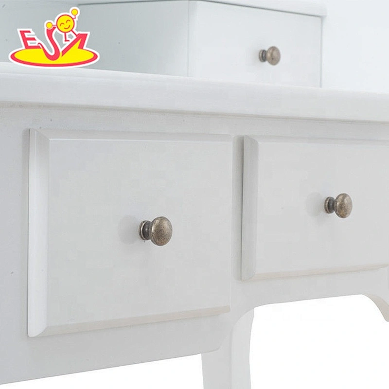 High quality children wooden modern dressing table with mirror and stool W08H015