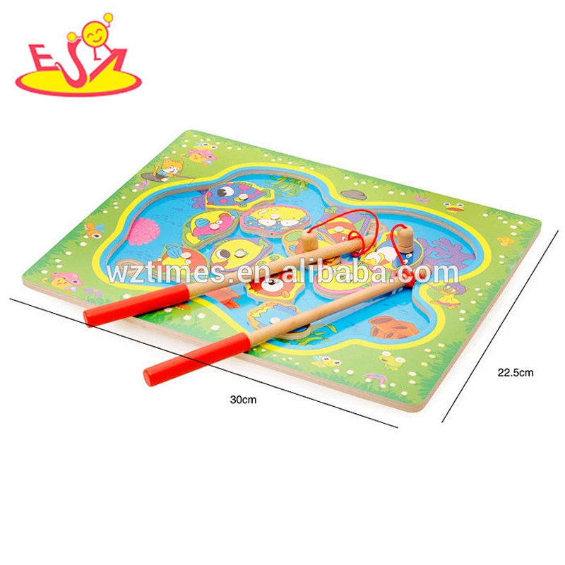2018 New products baby wooden magnetic fishing game for kids W01A189