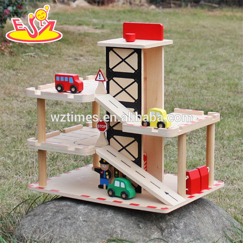 2018 wholesale boys wooden garage for toy cars new design kids wooden garage for toy cars best child garage for toy cars W04B051