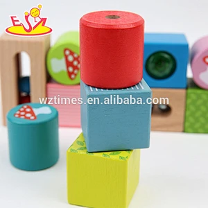 Venta al por mayor para niños bloques de construcción de madera juguetes nuevo diseño para niños bloques de construcción de madera juguetes baratos bloques de construcción juguetes W13A069