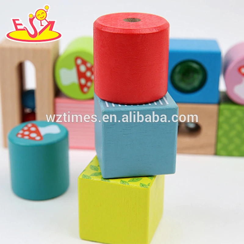 Venta al por mayor para niños bloques de construcción de madera juguetes nuevo diseño para niños bloques de construcción de madera juguetes baratos bloques de construcción juguetes W13A069